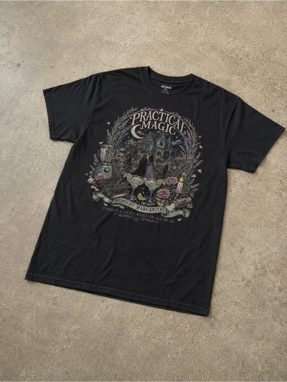 'Practical Magic' Midnight Margaritas Graphic T-shirt Black Witchy Movie Tee - Picture 2 of 4
